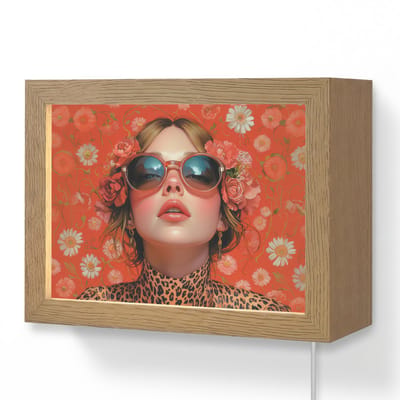 Wandlamp 20x15 cm - Oplaadbaar - Vrouw - Kleurrijk - Dierenprint - Bloemen - Wandlampen binnen woonkamer - Slaapkamer lamp met kabel - Decoratieve nachtlamp - Vloerlamp snoer