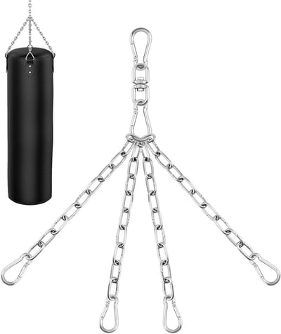 Robuuste 4-strand hangketting voor bokszakken, roestvrijstalen kettingen, 50 cm lang, 360 graden draaibaar, maximaal 70 kg draagvermogen