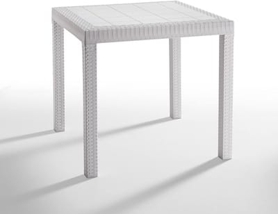 Vierkante Buiten Tafel Kunststof Rotanlook Wit - Inklapbaar en Weerbestendig