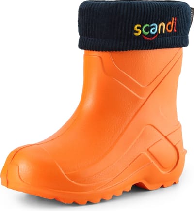 Ladeheid Kinder Regenlaarzen - Gevoerd en Waterdicht Vederlicht - EVA - LA-LMG-763-Scandi - Oranje151c/Marineblauw - 26