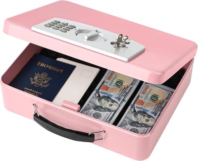 Metalen Kluisje - Veiligheidsbox Code - Persoonlijke Spullen - Digitaal Toetsenbord - 30x24x9 cm - Roze
