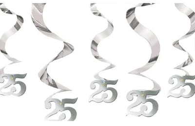 Folat 25 jaar jubileum rotorspiraal - zilveren jubileum - 60 cm - hangdecoratie/feestartikelen