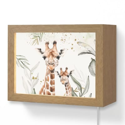 Wandlamp 20x15 cm - Oplaadbaar - Giraffe - Bladeren - Kinderen - Dieren - Jungle - Wandlampen binnen woonkamer - Slaapkamer lamp met kabel - Decoratieve nachtlamp - Vloerlamp snoer