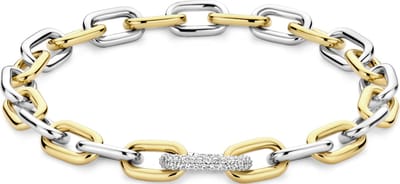 TI SENTO Dames Armband - 925 zilver - Zirkonia met geel verguld - Maat S - 23052ZY