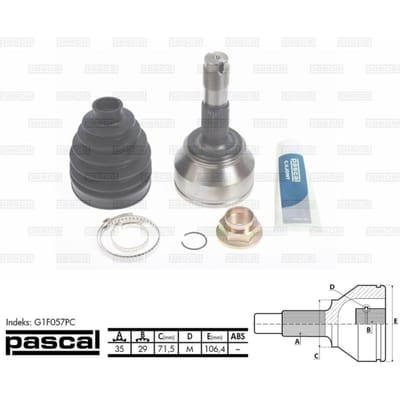 Homokineet reparatie set, aandrijfas PASCAL G1F057PC