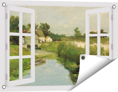 Gards Tuinposter Doorkijk Zomerdag - Johan Hendrik Weissenbruch - 60x40 cm - Tuindoek - Tuindecoratie - Wanddecoratie buiten - Tuinschilderij