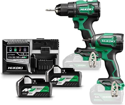 Hikoki KC18DEWAZ 18V Accu combopack met DS18DE accuboor + WH18DE slagschroevendraaier in HSC III + 2 MULTI VOLT accu's BSL36A18 en snellader