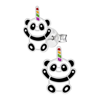 Zilveren oorstekers - eenhoorn panda - nikkelvrij - kind