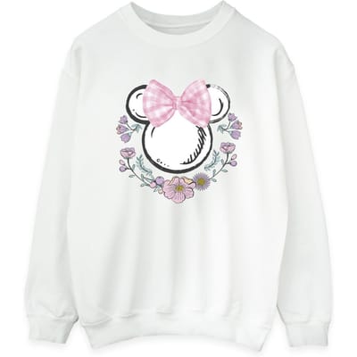 Disney Dames/Dames Minnie Mouse Strikjes & Bloemen Sweatshirt (Wit)