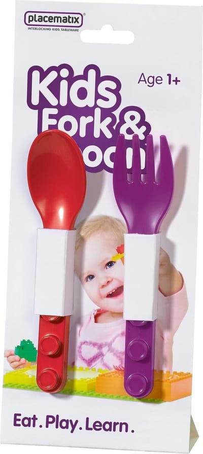 Placematix Lepel en Vork - Voor Kinderen - Paars/rood - Set van 2 stuks