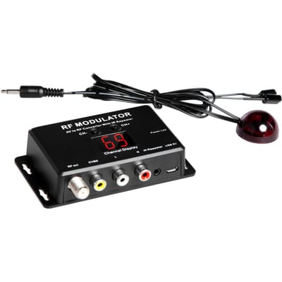 Modulateur RF M60IR avec répéteur IR, convertisseur AV vers RF avec répéteur IR noir