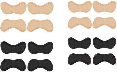 TOVBMUP Hakzolen - Antislip hielbeschermers - Hielspoorbeschermers - geschikt voor inlegzolen, zolen en schoenen - 4 paar zwart + 4 paar Beige