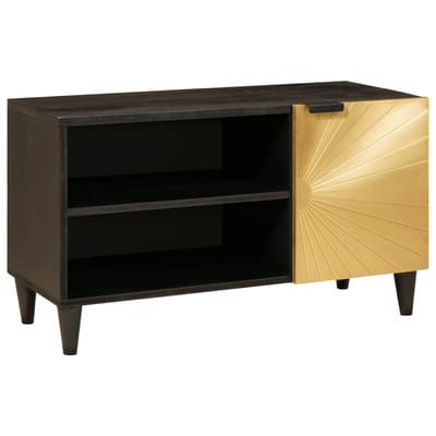 vidaXL - TV - Kast - Zwart - en - Goud - 80 - x - 33 - x - 46 - cm - Bewerkt - hout