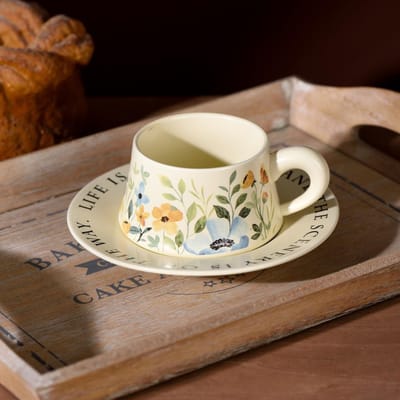 Medium Oude Bloemkop Schotel Koffiekop Schotel Franse Retro Stijl Bloem Niche Narcis Kop Schotel High End Vlinderorchidee 300-350