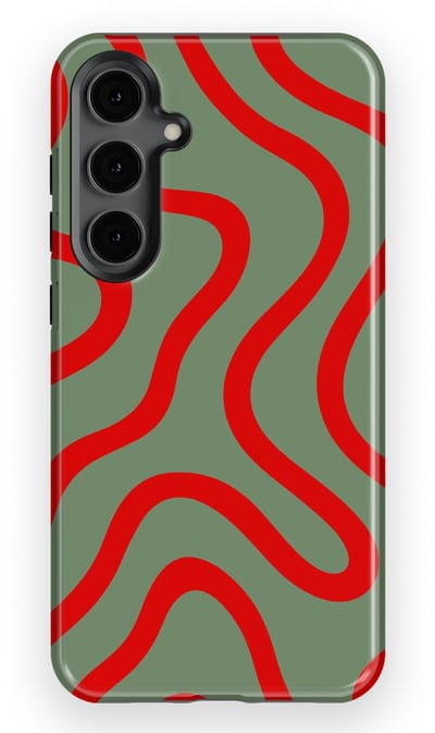 DripCase Curvy Lines Hoesje Samsung Galaxy S24 Plus | Backcover met Mag | Design Tough Case Samsung Galaxy S24 Plus Crimson Terrain