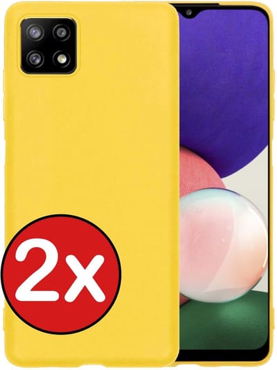 Hoesje - 2 Stuks - Geschikt voor Samsung Galaxy M22 - Sterk & Shockproof - Telefoonhoes - Back Cover - Case Siliconen - Telefoon Hoes - Geel