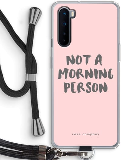 Case Company® - Hoesje met koord geschikt voor OnePlus Nord hoesje met Koord - Morning person - Telefoonhoesje met Zwart Koord - Bescherming aan alle Kanten en Over de Schermrand