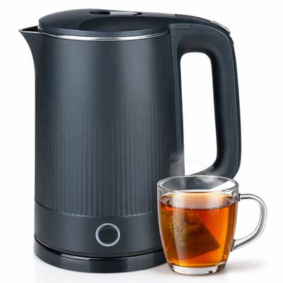 alpina Elektrische Waterkoker 1.5L 1850-2200W - Theekoker voor 6 Koppen Warm Water - Binnen 3-4 Minuten Kokend Water - met Automatische Uitschakeling - Zwart