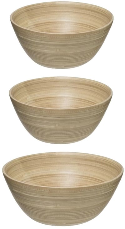 Secret de Gourmet voedsel serveerschalen - Set 5x - Bamboe - D25/D17 cm