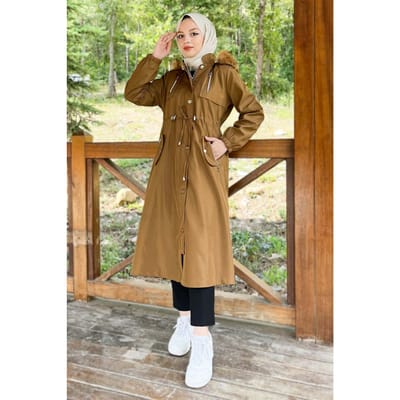Capuchon Met rits Jas Beige-bruin