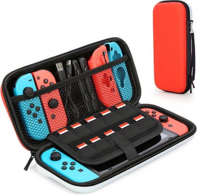 Bovista Case Geschikt Voor Nintendo Switch - Hoes - Beschermhoes - Waterafstotend - Accessoires - Rood & Wit