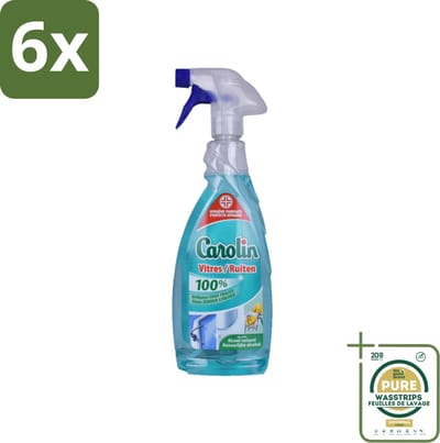 Carolin - Glas- en Ruitenreiniger - Met Natuurlijke Alcohol - 650 ml - Voordeelverpakking - 6 stuks - Streeploos schoon - Ruitenreiniger