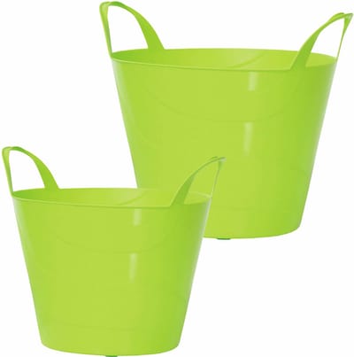 Set van 2x stuks kunststof flexibele emmers/wasmanden/kuipen groen in verschillende formaten 30 en 45 liter