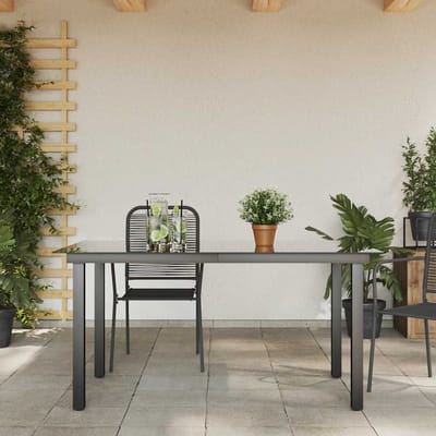 vidaXL - Tuintafel - 150x90x74 - cm - aluminium - en - glas - zwart
