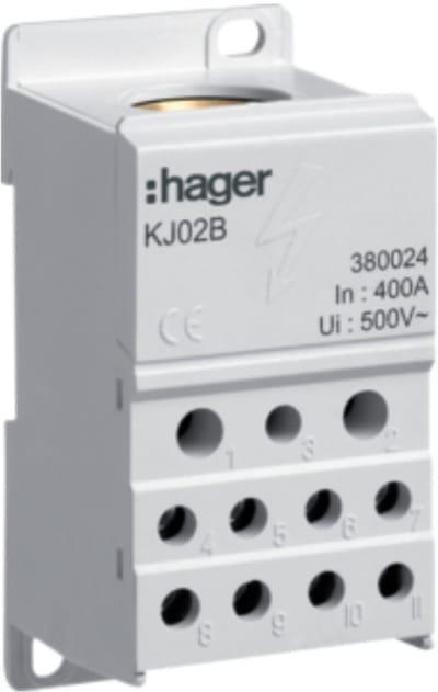 Hager KJ02B HAGER VERDELERBLOK 1P 400A