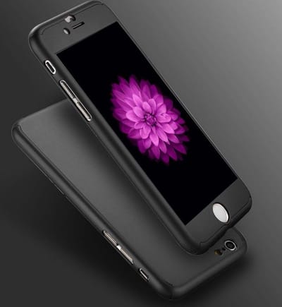 360 bescherming harde hoes + gehard glas voor iPhone 7 Zwart
