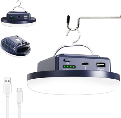 1800 Lumens Oplaadbare Kampeerlamp 12000 mAh - Magneet & Hangbaar - Voor Tent En Noodverlichting - Camping & Noodverlichting