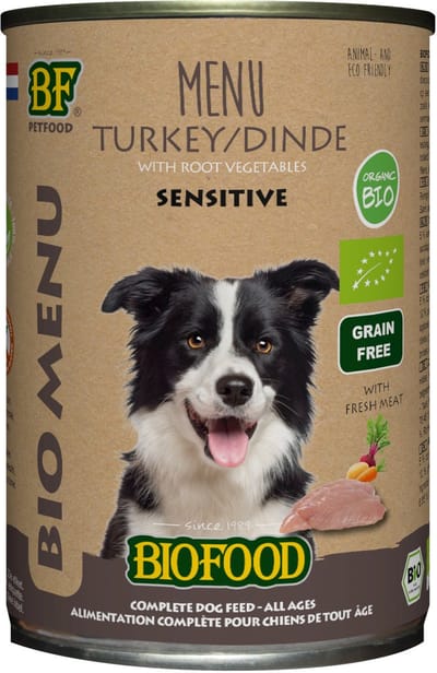 Biofood Organic - Biologisch Hondenvoer Natvoer - Sensitive Kalkoen - 400 gr NL-BIO-01
