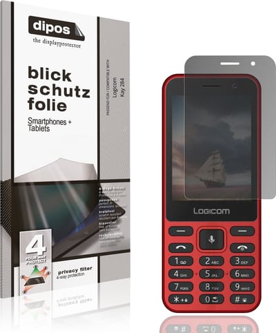 dipos – Matte Privacy Screenprotector geschikt voor Logicom Kay 284 | Anti-Spy Beschermfolie