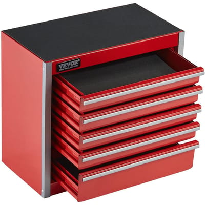 Gereedschapskist 8,6-inch Draagbare Metalen Gereedschapskist 5 Lades Gereedschap Organizer Rood