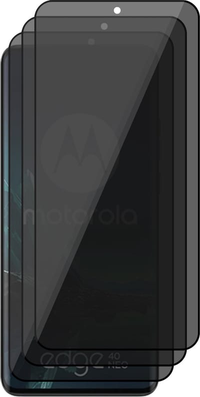 Privacy Screenprotector geschikt voor Motorola Edge 40 Neo - 3x Volledig Dekkend Glas Screen Protector