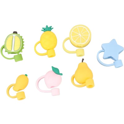 7 stuks Siliconen Rietjes Tips Cover Herbruikbare Drinkrietjes Cover Zachte Rietjespluggen voor 6 tot 8 mm Rietjes yellow