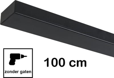 Plafondplaat 100 x 8 cm - Plafondbalk - zonder gaten - incl. 5x trekontlasters - zwart