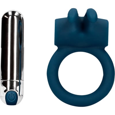 Vibrating Rabbit Cock Ring - Baltic Blue