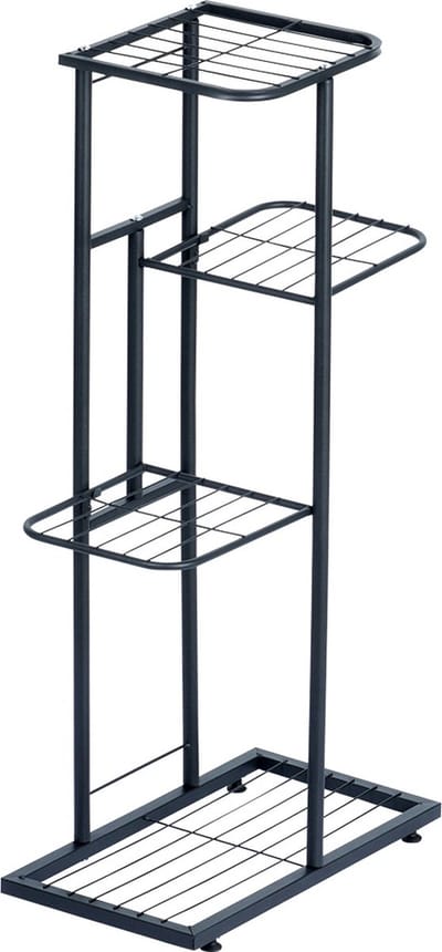 Plantenstandaard Metaal Zwart 4 Niveaus 80 cm - Plantenrek voor Bloempotten