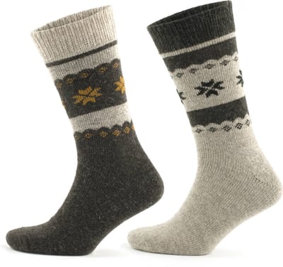 GoWith Alpaca Wollen Sokken-2 paar-Thermosokken en Huissokken-Beige en Bruin-Maat 39-42