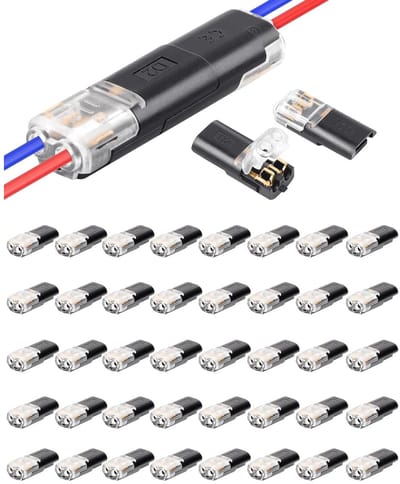 TOVBMUP Waterdichte bipolaire autokabelconnectoren - 40 stuks - 2V - 2-pins connector - snelkoppeling - 12V - Geschikt voor 18-22 AWG-kabelkrimp - kabelconnector - autostekkerverbinding met insteekbare kabel