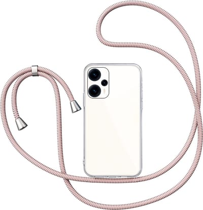 Hoesje met Koord geschikt voor Xiaomi Poco F5 - Back Cover Siliconen Case Transparant Hoes Roségoud