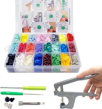 Plastic Knoppen Sets - Bevestigingsmiddelen Drukknopen - Kleding Handwerk - Inclusief Tang - T5 Maat - 24 Kleuren