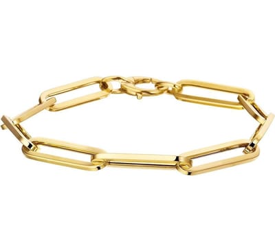 Armband Paperclip Vierkante Buis 6,0 Mm 19 Cm 14K Geelgoud