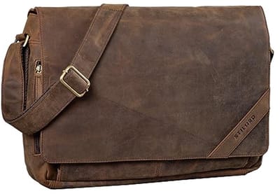 Leren Schoudertas voor Mannen - Vintage 15.6 Inch Laptop Tas