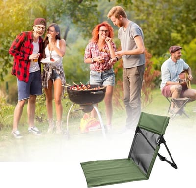Dailygoods - Strandmat met rugleuning, inklapbare strandstoel, draagbare vloerstoel met tas, opvouwbare strandstoel, campingstoel, ligstoel voor strand, camping, tuin en picknick (groen)