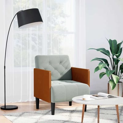 vidaXL - Fauteuil - met - armleuningen - Lichtgrijs - 55 - cm - Fluweel