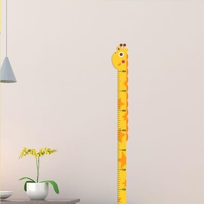 Schattige Cartoon Hoogte Sticker Eenhoorn Dinosaurus Giraffe Muur Hoogte Meetlat Stickers Voor Kinderkamer Kleuterschool Decoratie yellow