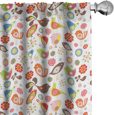 ABAKUHAUS – Gordijnen 2x75x175 cm – Veelkleurig vogelmotief