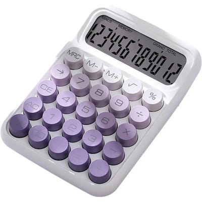 Retro typemachine rekenmachine vintage kleurverloop mechanische rekenmachine met lcd-scherm voor thuiskantoor Cute 12 voor kantoor paars
